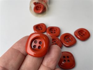 Knap - retro knap i orangerød, 23 mm